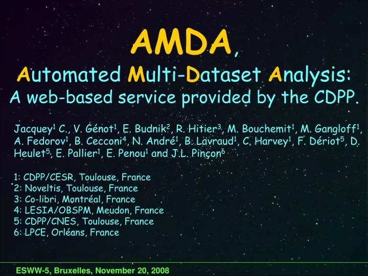 amda a utomated m ulti d ataset a nalysis a web based service provided by the cdpp