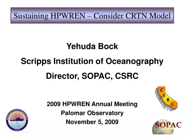 sustaining hpwren consider crtn model