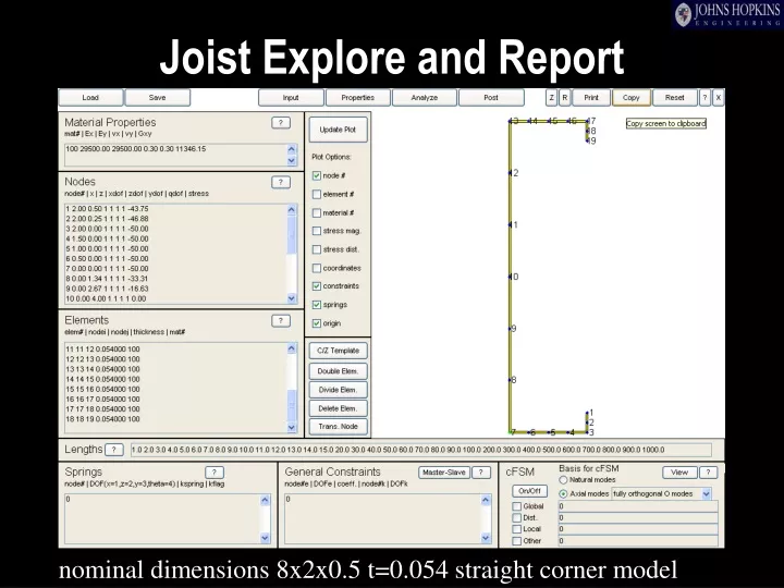joist explore and report