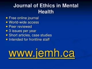 Journal of Ethics in Mental Health