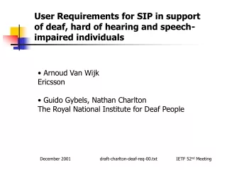 User Requirements for SIP in support of deaf, hard of hearing and speech-impaired individuals