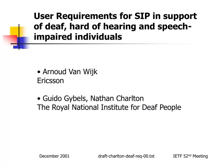 user requirements for sip in support of deaf hard