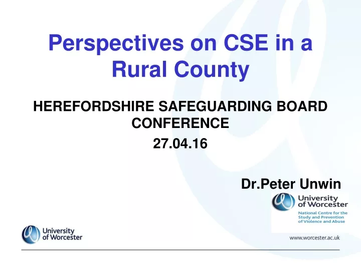 perspectives on cse in a rural county