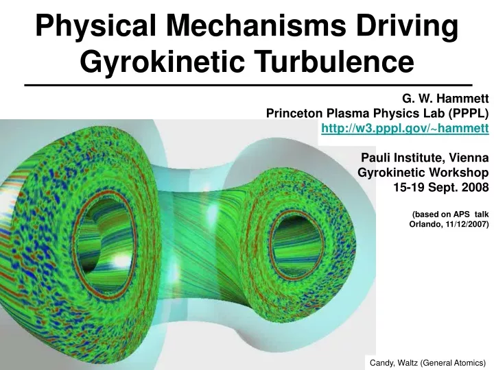 physical mechanisms driving gyrokinetic turbulence