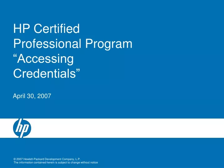 hp certified professional program accessing credentials