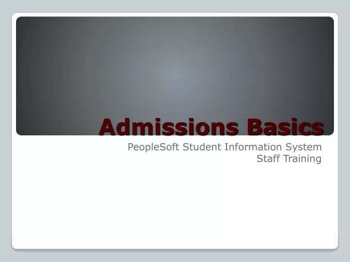 admissions basics