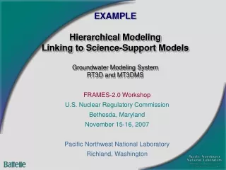 FRAMES-2.0 Workshop U.S. Nuclear Regulatory Commission Bethesda, Maryland November 15-16, 2007