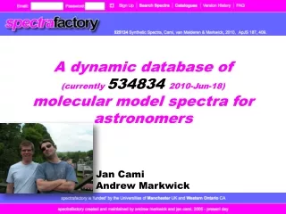A dynamic database of (currently  534834  2010-Jun-18) molecular model spectra for astronomers
