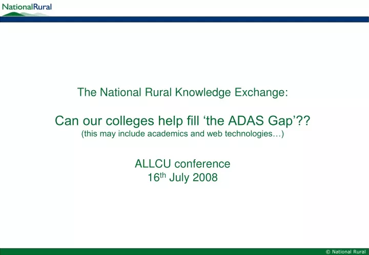 the national rural knowledge exchange