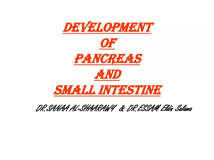 development of pancreas and small intestine