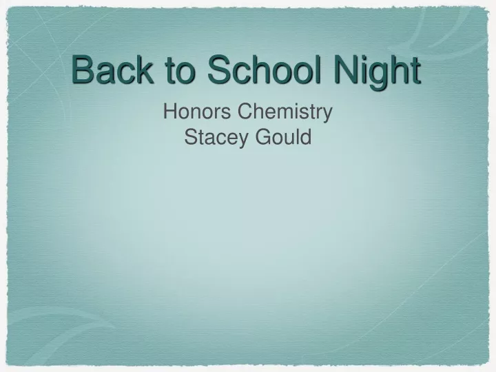 back to school night