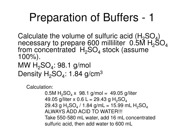 preparation of buffers 1
