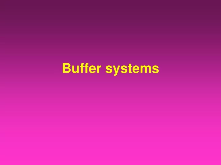 buffer systems