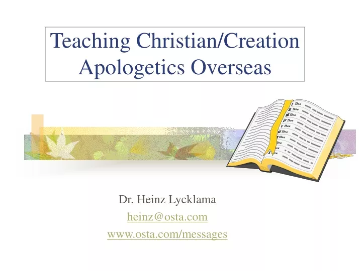 teaching christian creation apologetics overseas