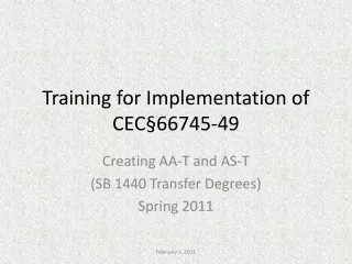 Training for Implementation of CEC§66745-49