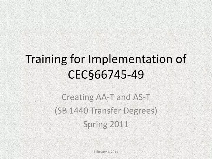 training for implementation of cec 66745 49