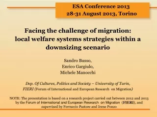 Facing the challenge of migration:  local welfare systems strategies within a downsizing scenario