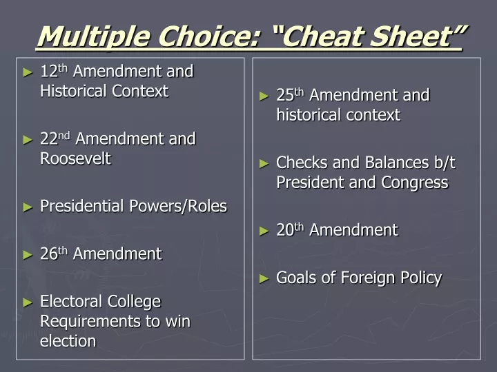 multiple choice cheat sheet