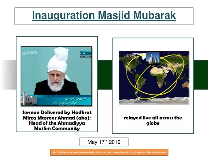 inauguration masjid mubarak
