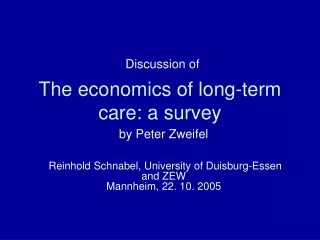 The economics of long-term care: a survey