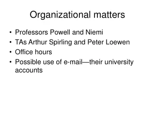 Organizational matters