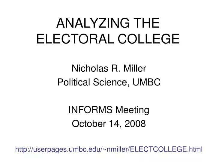 analyzing the electoral college