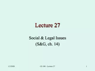 Lecture 27
