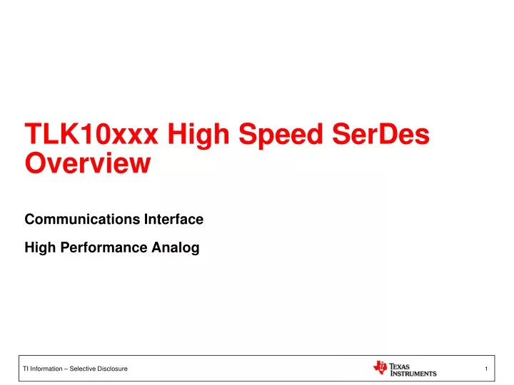 tlk10xxx high speed serdes overview