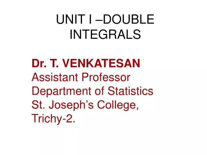 unit i double integrals
