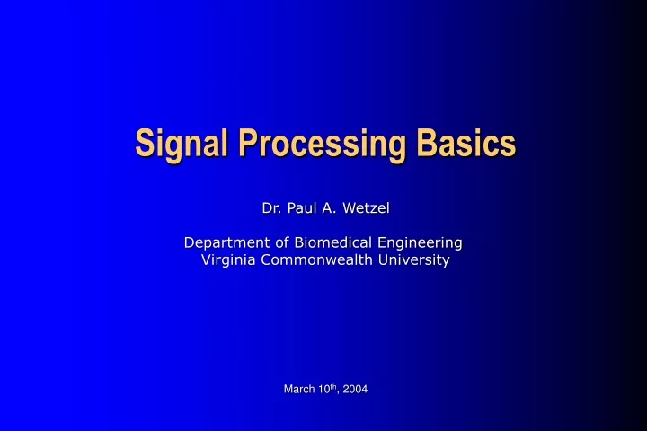 signal processing basics