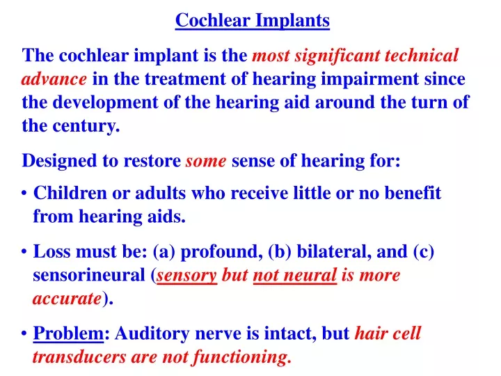 cochlear implants the cochlear implant