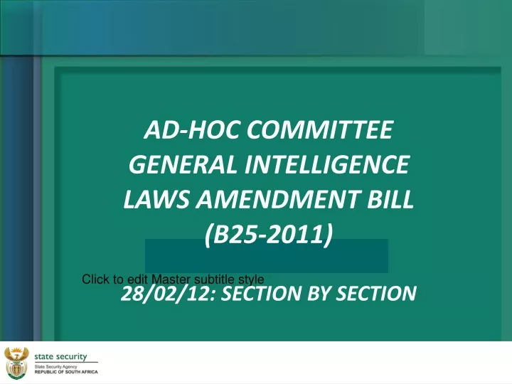 ad hoc committee general intelligence laws