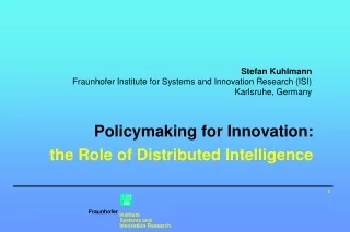 Policymaking for Innovation:  the Role of Distributed Intelligence