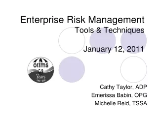 Enterprise Risk Management Tools &amp; Techniques January 12, 2011