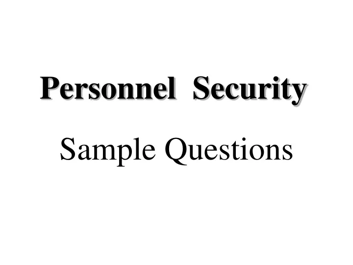 personnel security