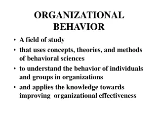 ORGANIZATIONAL BEHAVIOR