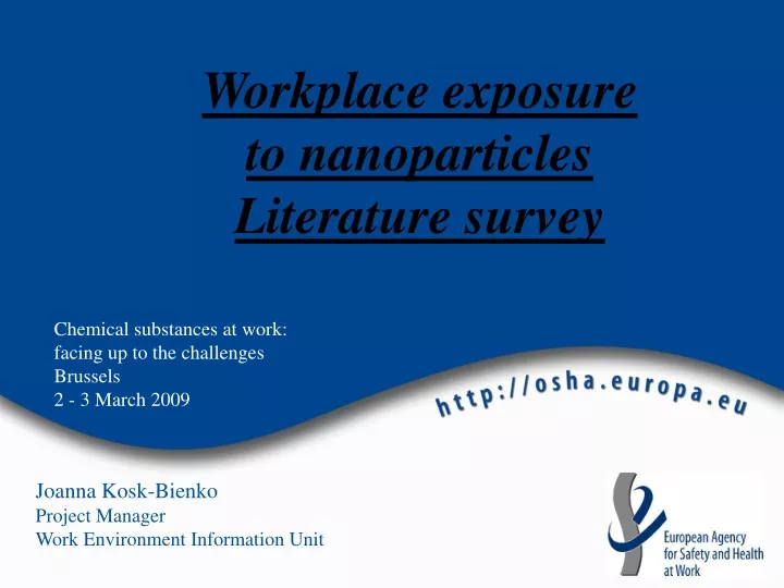 workplace exposure to nanoparticles literature