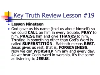 Key Truth Review Lesson #19
