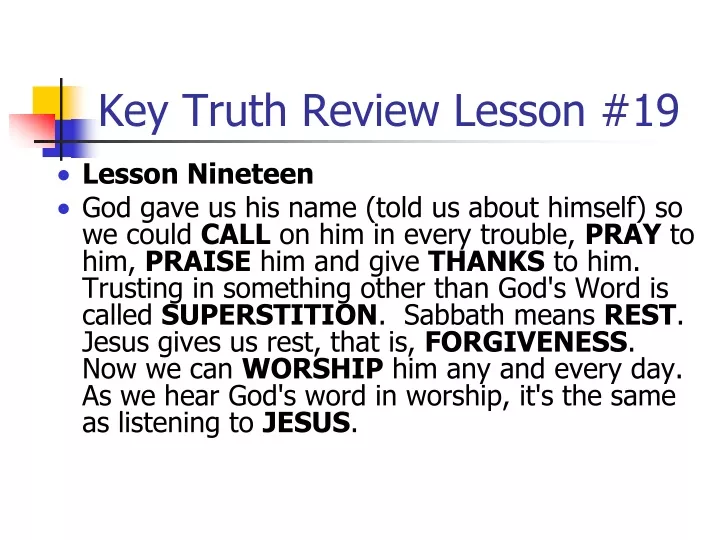 key truth review lesson 19