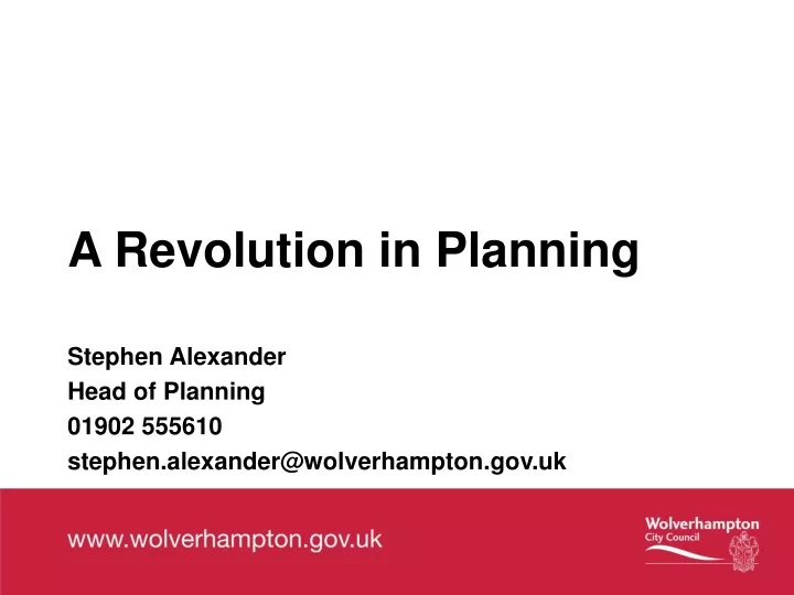 a revolution in planning