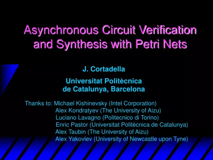 asynchronous circuit verification and synthesis with petri nets