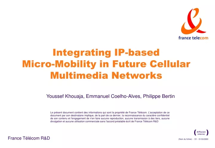 integrating ip based micro mobility in future cellular multimedia networks