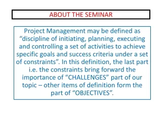 ABOUT THE SEMINAR