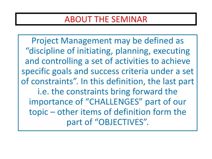 about the seminar