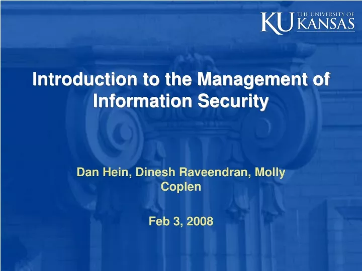 introduction to the management of information security