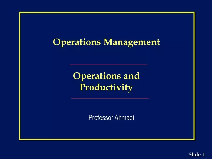 operations management operations and productivity