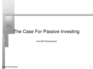 The Case For Passive Investing