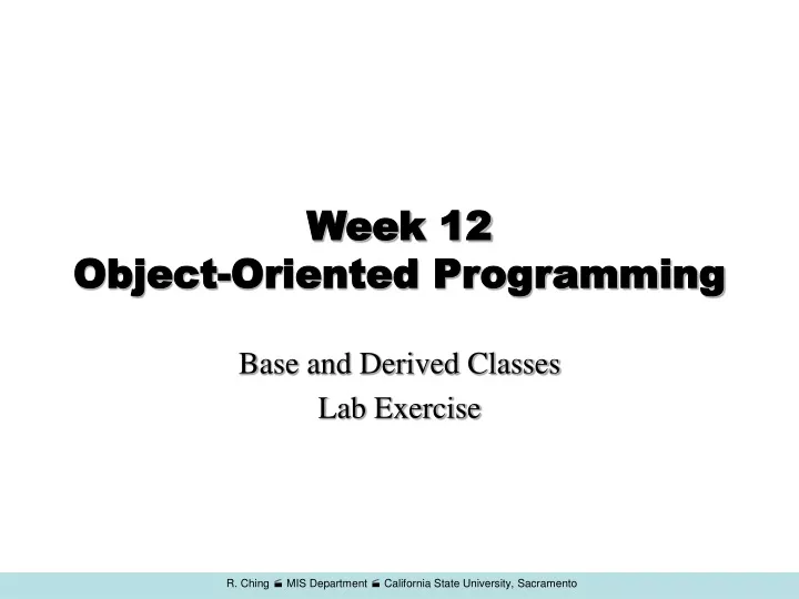 week 12 object oriented programming
