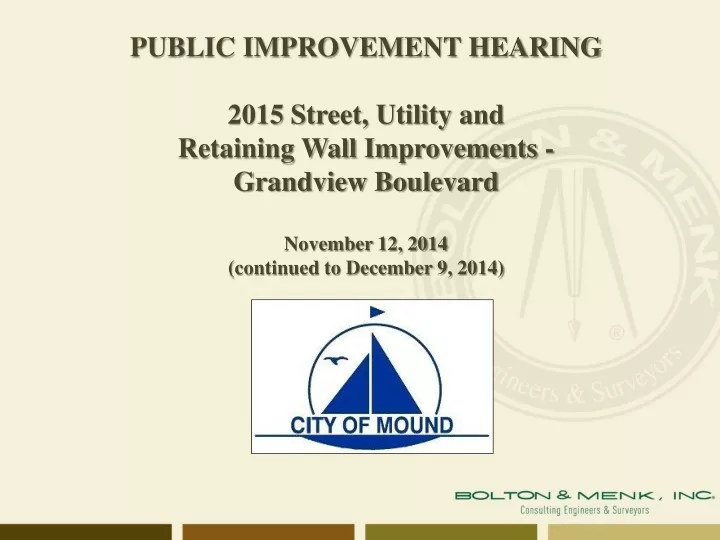 public improvement hearing 2015 street utility