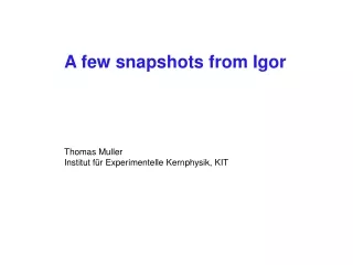 A few snapshots from Igor Thomas Muller  Institut für Experimentelle Kernphysik, KIT